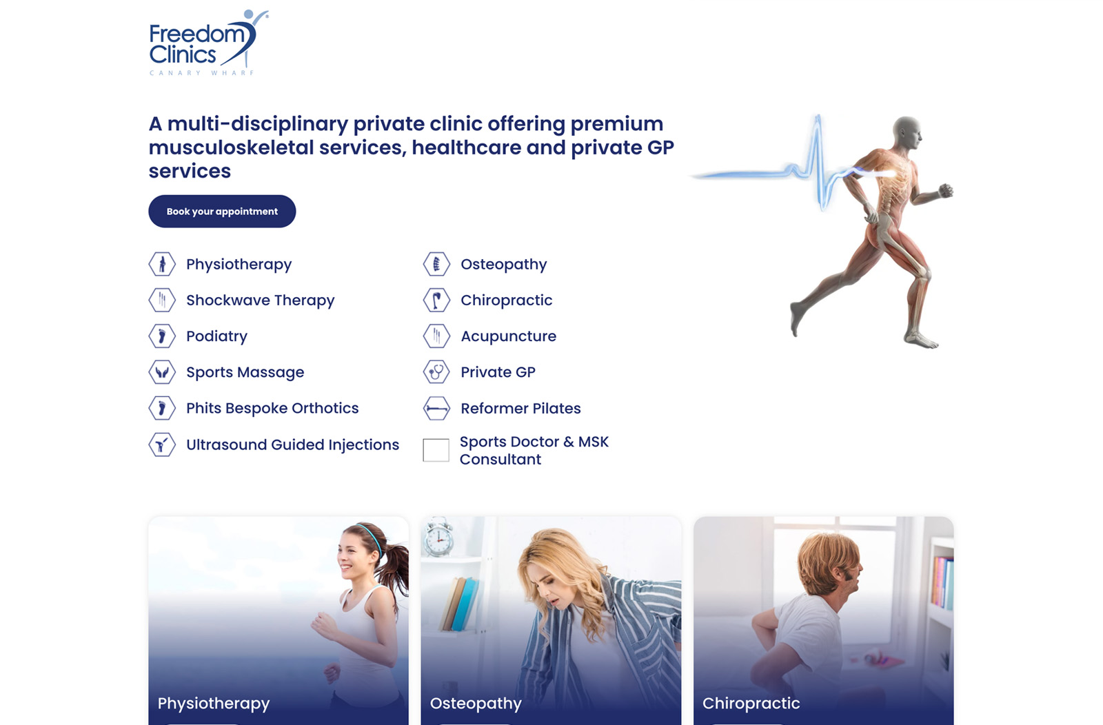 Freedom Clinics website desktop